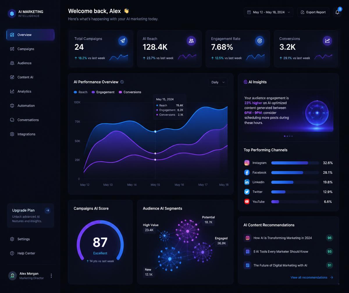 TheOnlinerZA campaign performance and AI automation reporting dashboard